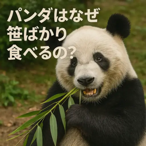 パンダ笹を食べる